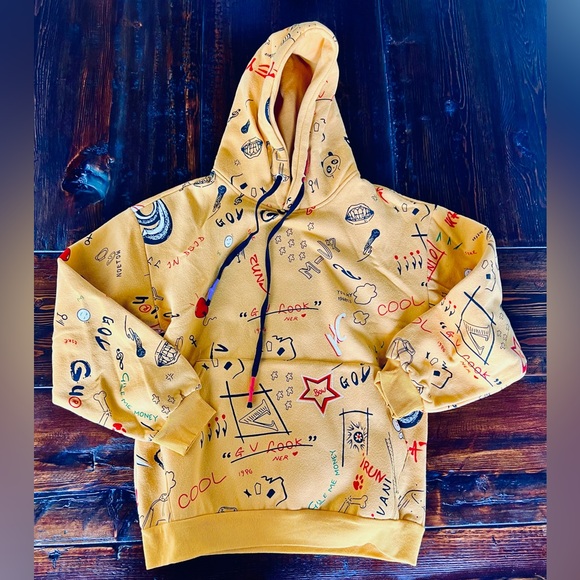 Other Nwt Mustard Yellow Graphic Hoodie Color Is More Vibrant In Person Poshmark